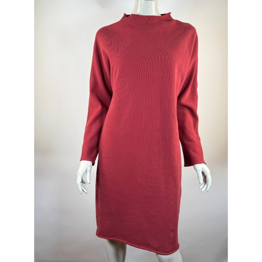 Frank & Eileen Izzie Cranberry Triple Fleece Dress Women L EUC LongSleeve Cotton
